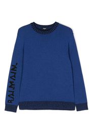 Balmain Kids intarsia-knit logo jumper - Blu