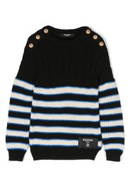 Balmain Kids striped cable-knit jumper - Nero