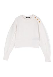 Balmain Kids slit-sleeve ribbed-knit jumper - Bianco