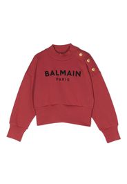 Balmain Kids logo-embroidery cotton sweatshirt - Rosso