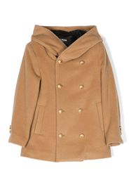 Balmain Kids double-breasted hooded wool coat - Toni neutri