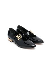 Balmain Kids logo-plaque strap ballerinas - Nero