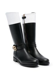 Balmain Kids side logo-plaque detail boots - Nero