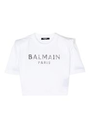 Balmain Kids rhinestone-embellished logo-print T-shirt - Bianco