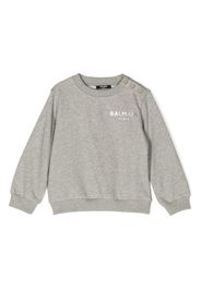 Balmain Kids logo-print jersey cotton jumper - Grigio