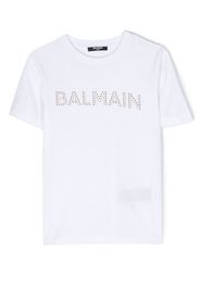 Balmain Kids stud-embellished logo cotton T-shirt - Bianco