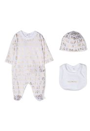 Balmain Kids logo-print cotton babygrow set - Bianco