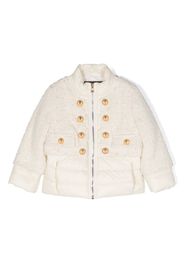 Balmain Kids tweed-panel puffer jacket - Toni neutri