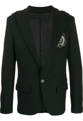 hooded logo patch blazer