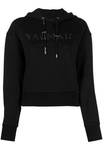 embellished-logo cropped hoodie