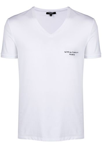 Balmain T-shirt con scollo a V - Bianco