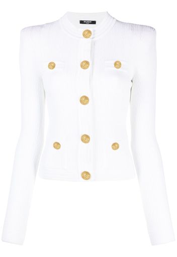 Balmain Cardigan a coste - Bianco