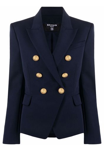 Balmain embossed-button wool jacket - Blu