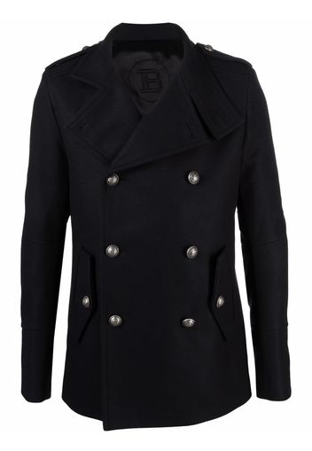 Balmain notched-lapel double-breasted coat - Blu