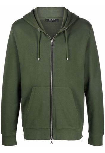 Balmain logo-print zipped hoodie - Verde