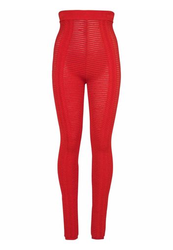 Balmain high-waisted sheer knitted leggings - Rosso