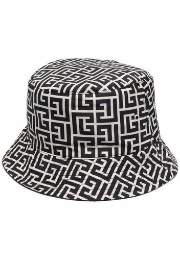 Balmain logo embroidered bucket hat - Nero