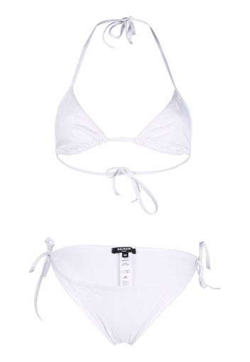 Balmain triangle side-tie bikini - Bianco