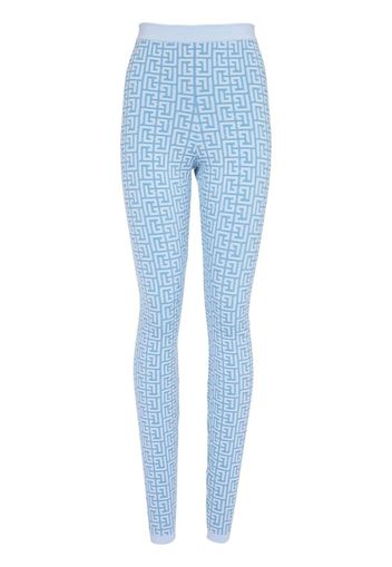 Balmain Leggings con monogramma - Blu