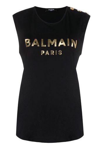 Balmain logo-print sleeveless T-shirt - Nero