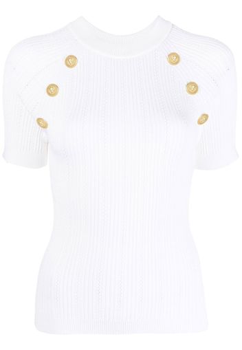 Balmain double-button knitted top - Bianco