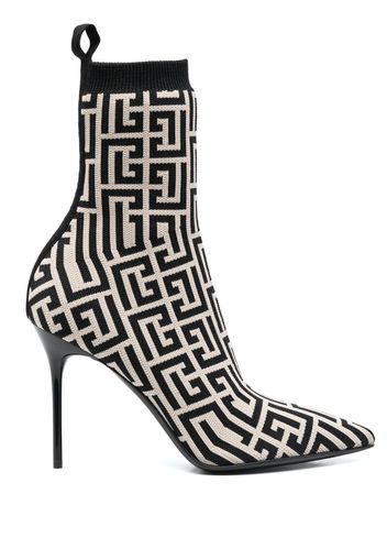 Balmain monogram-jacquard pointed boots - Toni neutri