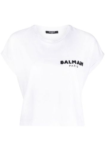 Balmain T-shirt con paillettes - Bianco