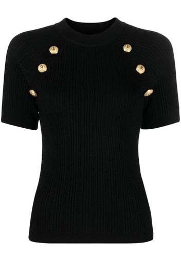 Balmain button-detail short-sleeve top - Nero