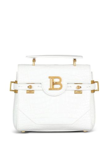 Balmain Borsa a spalla con effetto coccodrillo - Bianco