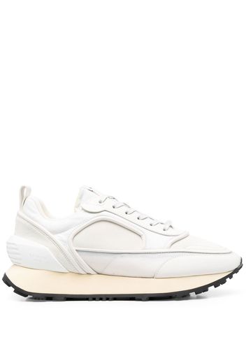 Balmain panelled-low-top leather sneakers - Bianco
