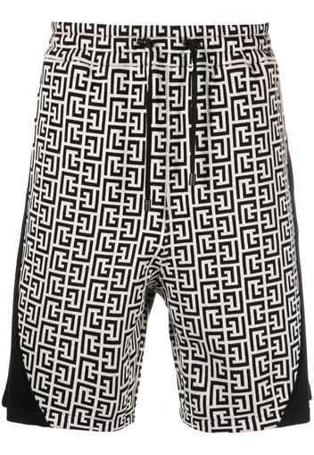 Balmain all-over monogram-print shorts - Nero