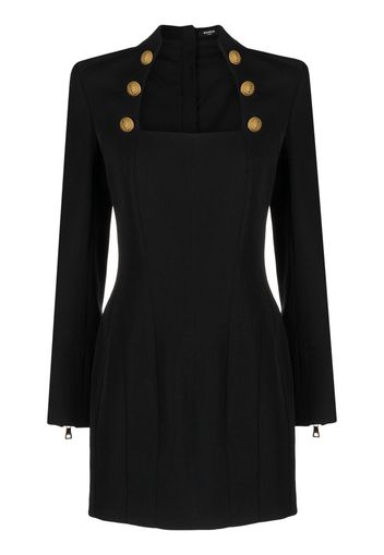 Balmain square-neck wool mini dress - Nero