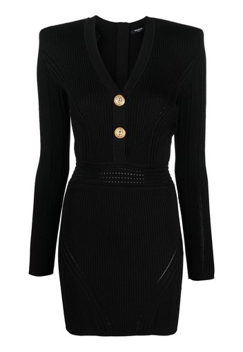 Balmain ribbed-knit mini dress - Nero