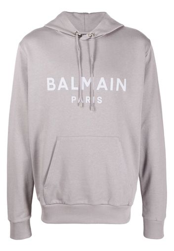 Balmain logo-print drawstring hoodie - Grigio