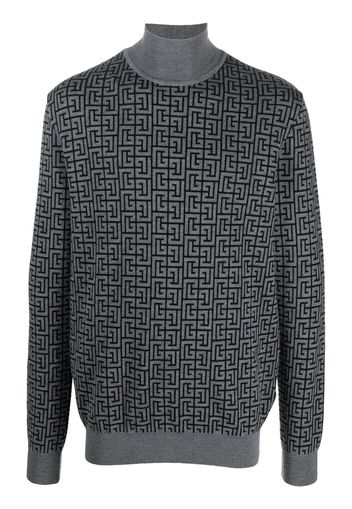 Balmain intarsia-knit roll-neck jumper - Grigio