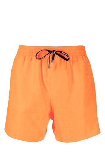 Balmain logo-print drawstring swim-shorts - Arancione