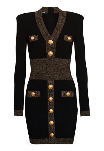 Balmain fitted embossed-button mini dress - Nero