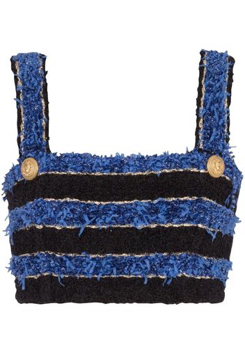 Balmain Top crop con bottoni - Blu