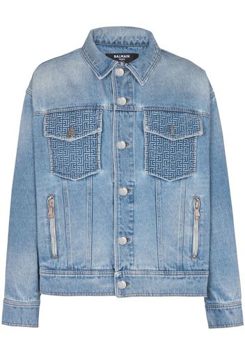 Balmain Giacca denim con stampa - Blu