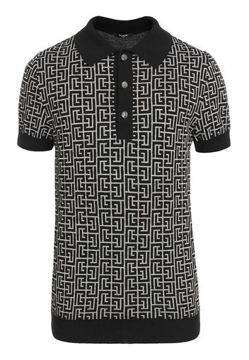 Balmain PB monogram jacquard polo shirt - Nero