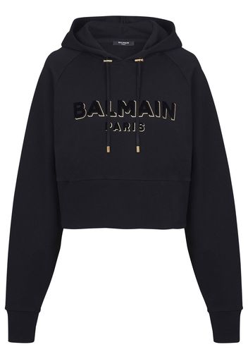 Balmain logo-print detail hoodie - Nero