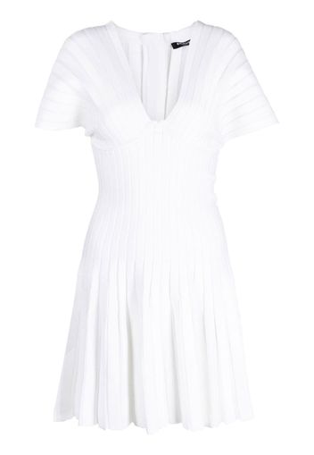 Balmain Pleated Mesh mini dress - Bianco