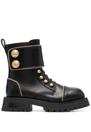 Balmain studded square-toe leather boots - Nero