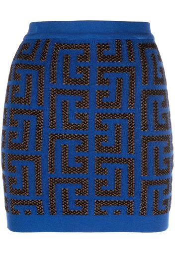 Balmain Minigonna con motivo monogramma - Blu