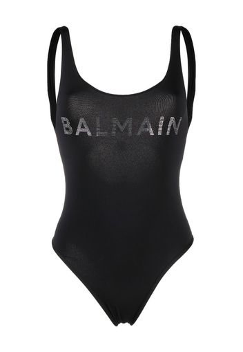 Balmain stud-logo U-neck swimsuit - Nero