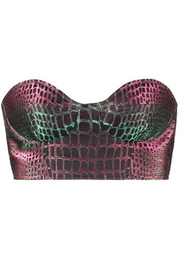 Balmain embossed-crocodile crop top - Rosa