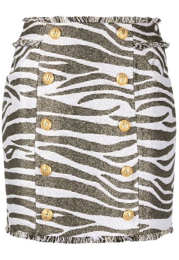 Balmain zebra print high-waisted miniskirt - Bianco