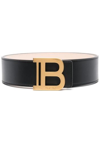 Balmain logo-plaque leather belt - Nero