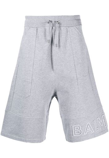 Balmain logo-print cotton Bermuda shorts - Grigio