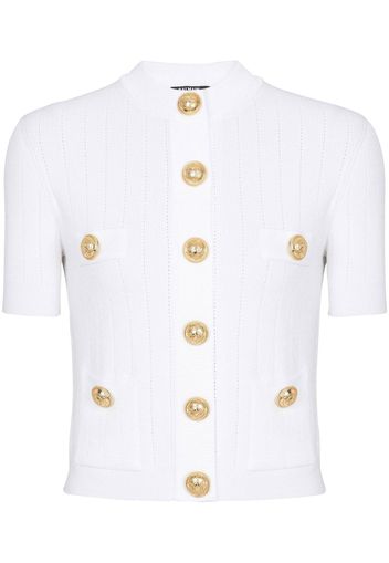 Balmain Cardigan a maniche corte - Bianco